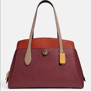 COACH Lora Carryall Burgundy Colorblock Shoulder Bag